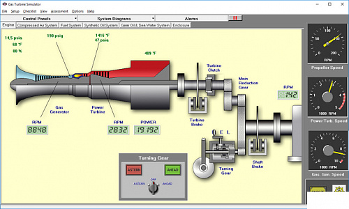 Тренажер &quot;Gas Turbine Simulator&quot; машинного отделения судна с газотурбинной установкой