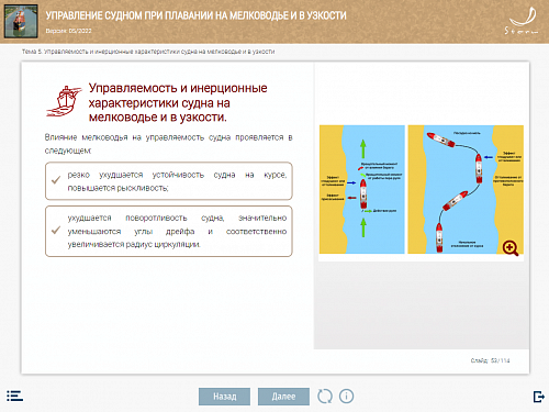 МОМ «Управление судном при плавании на мелководье и в узкости»