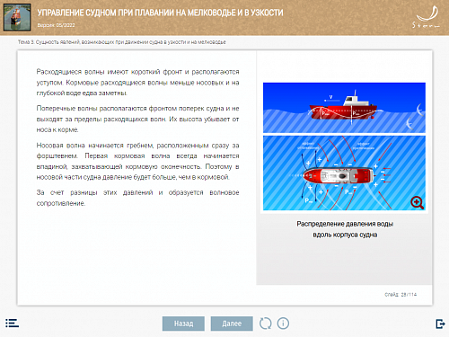 МОМ «Управление судном при плавании на мелководье и в узкости»