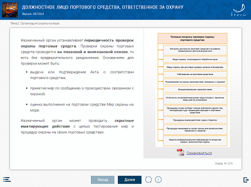 МОМ «Должностное лицо портового средства, ответственное за охрану»