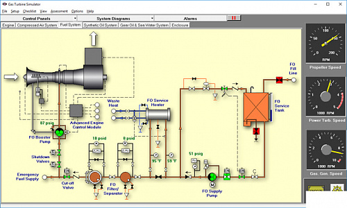 Тренажер &quot;Gas Turbine Simulator&quot; машинного отделения судна с газотурбинной установкой