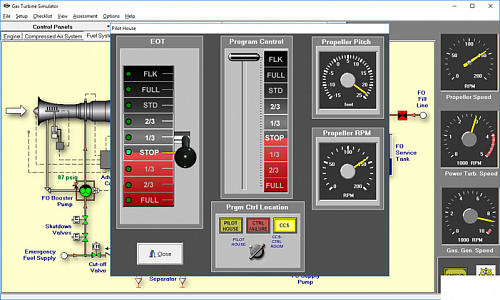 Тренажер &quot;Gas Turbine Simulator&quot; машинного отделения судна с газотурбинной установкой