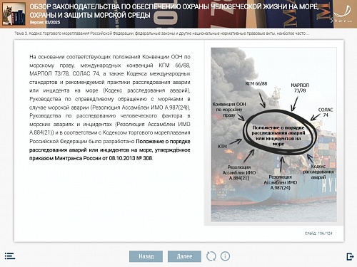 МОМ «Обзор законодательства по обеспечению охраны человеческой жизни на море, охраны и защиты морской среды для командного состава машинной команды в соответствии с разделом А-III/1 Кодекса ПДНВ»‎
